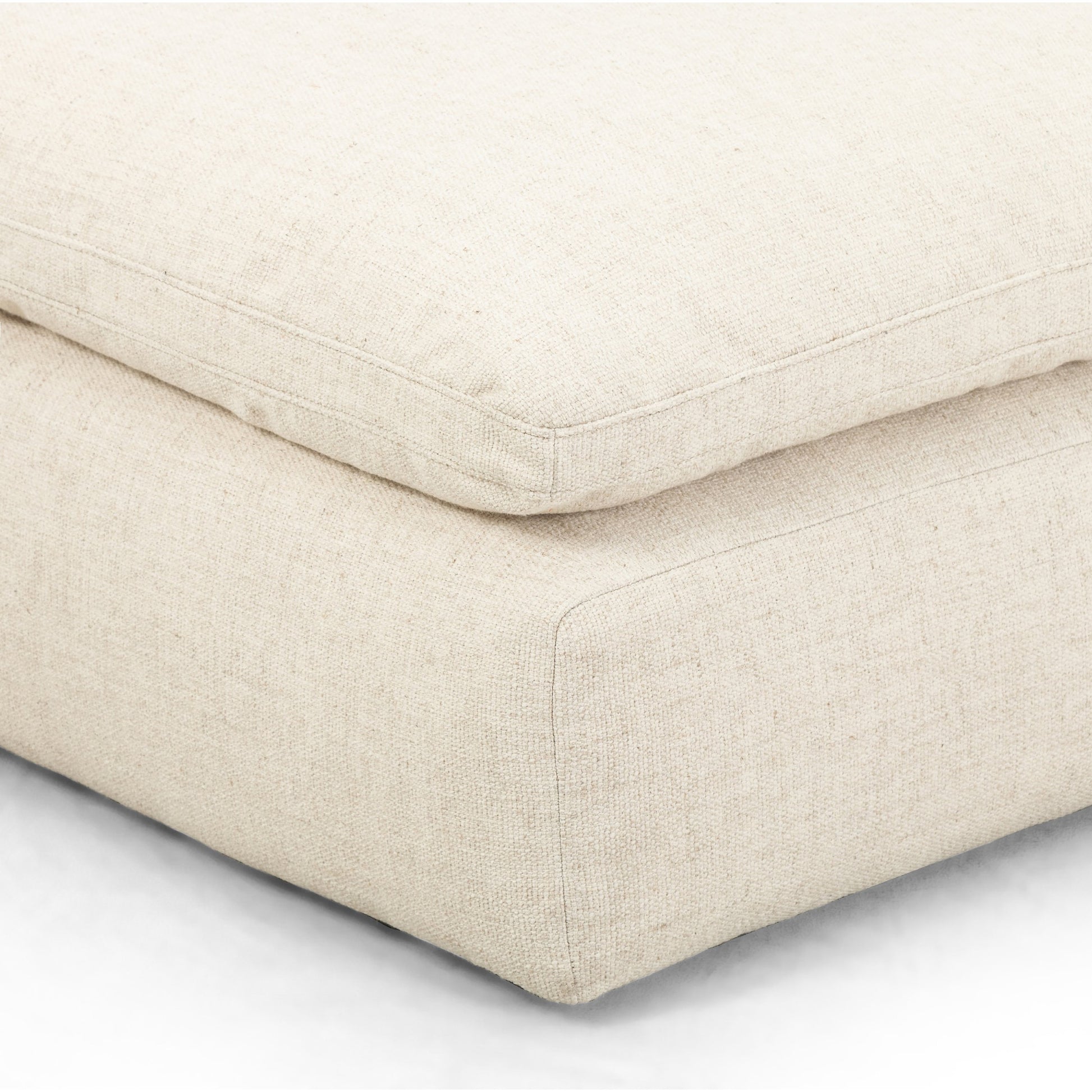 Plume 106" 2-PC Sectional by Four Hands in thames cream. Made from 66% polyester, 19% acrylic, 15% flax, linen, poplar plywood, 60% waterfowl feather, 40% polyester fiber in a modern style.