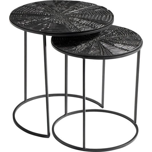 Quantum Nesting Tables by Cyan Design in bronze, black. Made from aluminum, iron in a modern style.