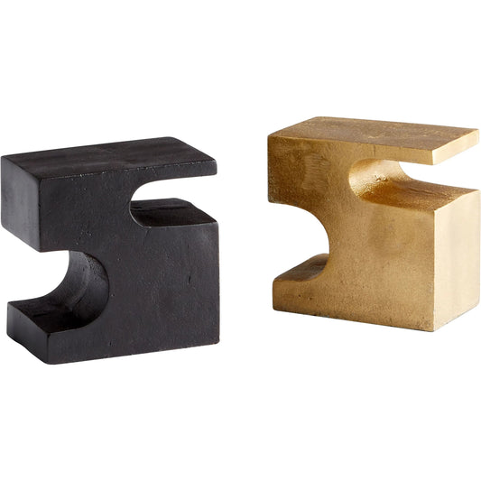 Two-Piece Bookends by Cyan Design in bronze, brass. Made from aluminum in a modern style.