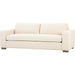 Boone Sofa by Four Hands in washed espresso. Made from 66% polyester, 19% acrylic, 15% flax, linen, solid parawood, 100% polyester in a modern style.