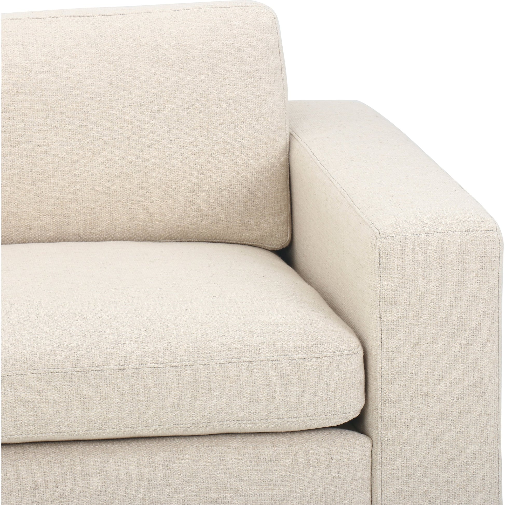 Boone Sofa by Four Hands in washed espresso. Made from 66% polyester, 19% acrylic, 15% flax, linen, solid parawood, 100% polyester in a modern style.