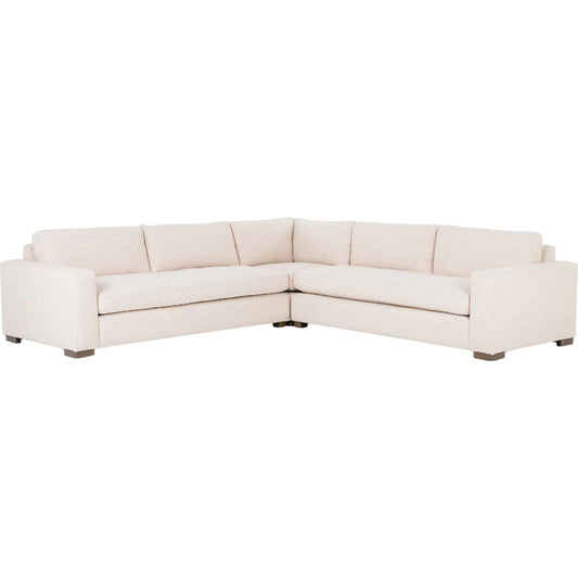 Boone 3-PC Sectional by Four Hands. Made from 66% polyester, 19% acrylic, 15% flax, linen, solid parawood, 100% polyester in a modern style.