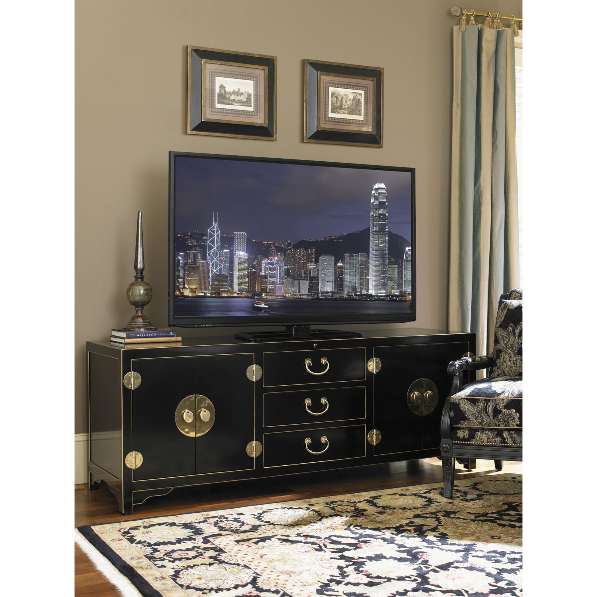 Pacific Isle Media Console by Sligh in red. Made from unique in a eclectic & global style.