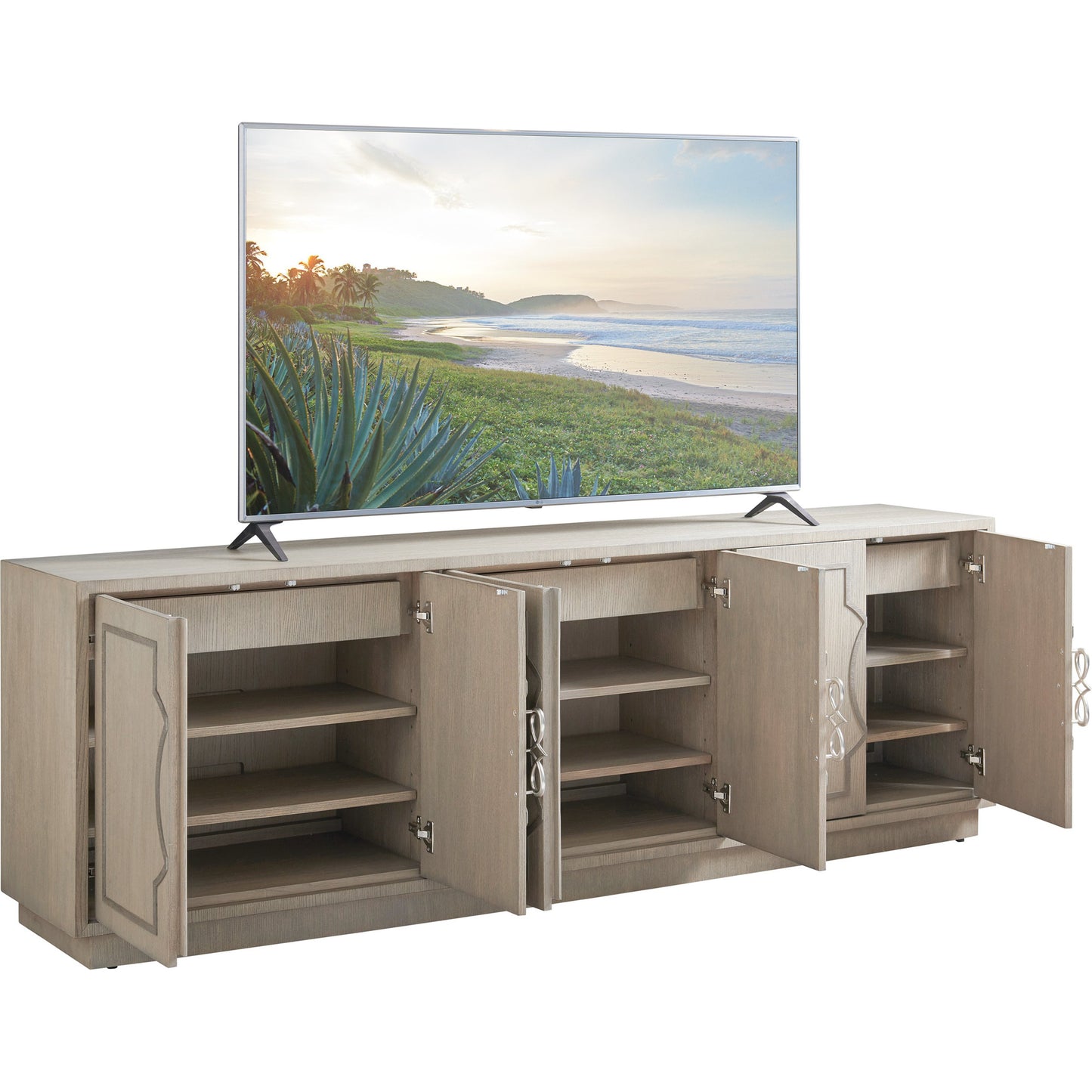 004 SR-835842 | Additional Silo | Grove Park Long Media Console by Sligh in dove gray. Made from unique in a transitional style.