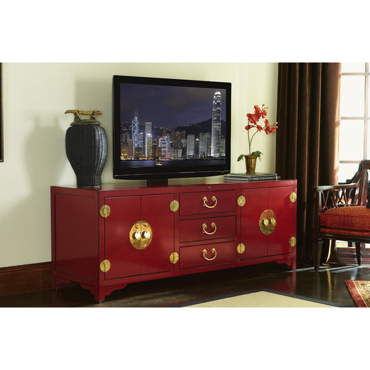 Pacific Isle Media Console by Sligh in red. Made from unique in a eclectic & global style.