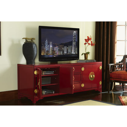 Pacific Isle Media Console by Sligh in red. Made from unique in a eclectic & global style.