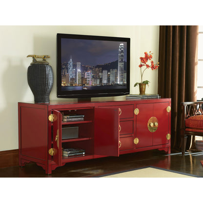 Pacific Isle Media Console by Sligh in red. Made from unique in a eclectic & global style.