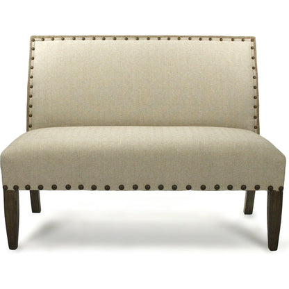 Bench by Zentique in antique linen, burlap and hardwood maple. Made from hardwood maple in a transitional style.