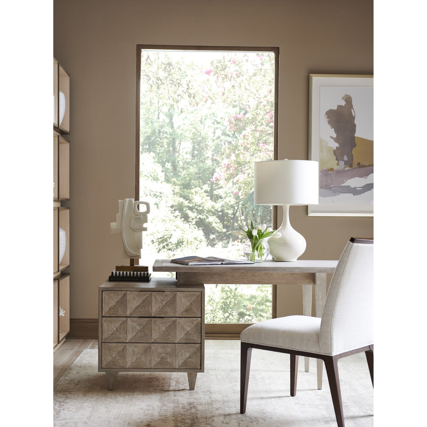 004 SI-1823486 | Lifestyle | Domus Writing Desk by Sligh in fog gray. Made from unique in a modern style.