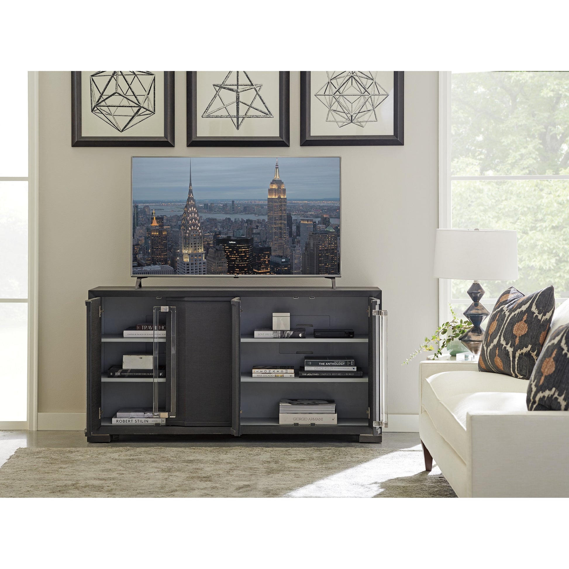 Anthology Media Console by Sligh in slate gray. Made from unique in a modern style.