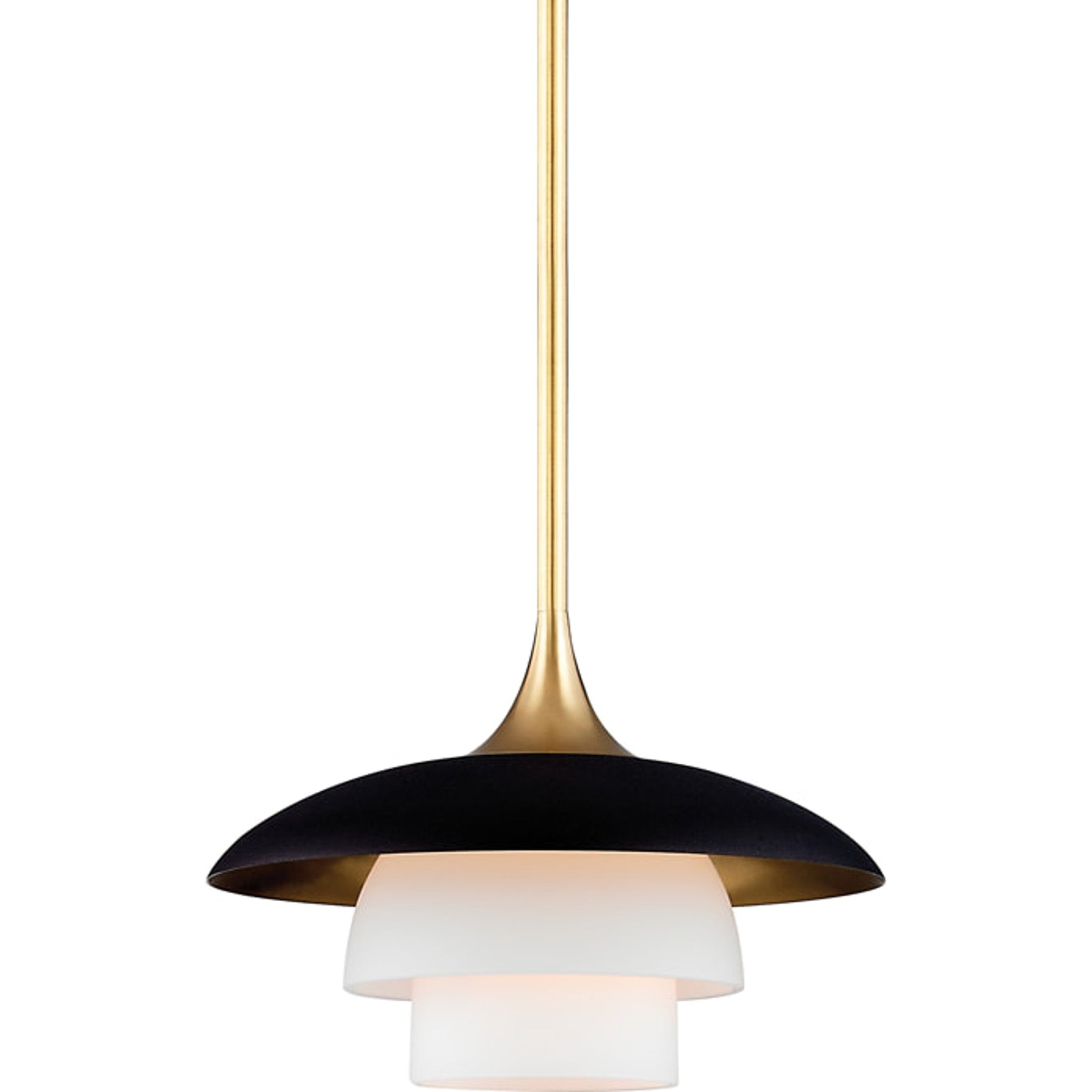 Barron Pendant by Hudson Valley in aged brass. Made from steel in a modern style.