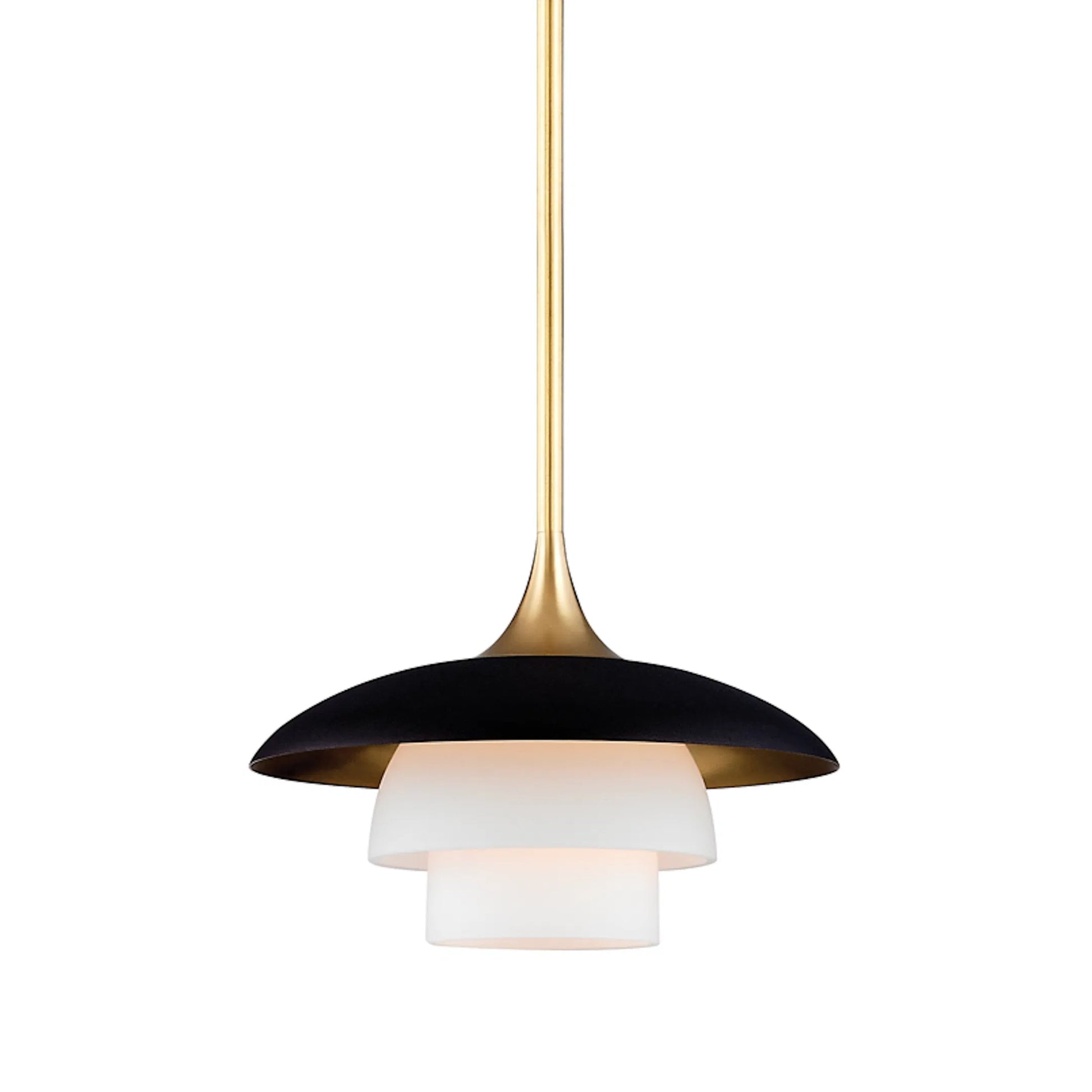 Barron Pendant by Hudson Valley in aged brass. Made from steel in a modern style.