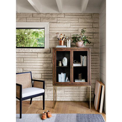 Antonia Cane Dining Armchair by Four Hands in light natural cane, brushed ebony, savile flax. Made from 92% polyester, 8% flax, linen, solid nettlewood, cane in a modern style.