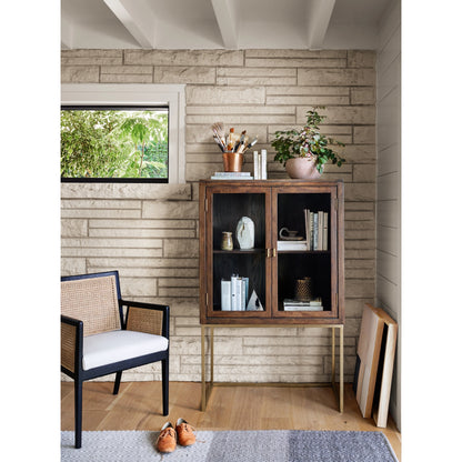 Antonia Cane Dining Armchair by Four Hands in light natural cane, brushed ebony, savile flax. Made from 92% polyester, 8% flax, linen, solid nettlewood, cane in a modern style.