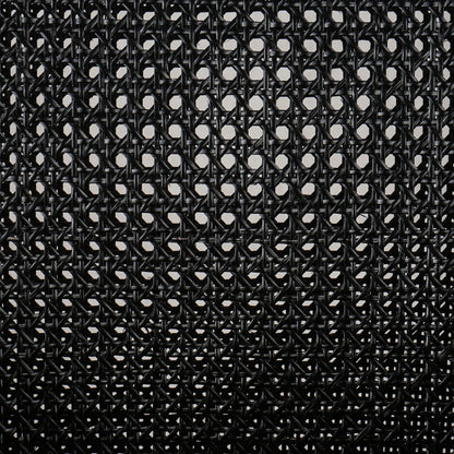 Antonia Cane Dining Armchair by Four Hands in light natural cane, brushed ebony, savile flax. Made from 92% polyester, 8% flax, linen, solid nettlewood, cane in a modern style.