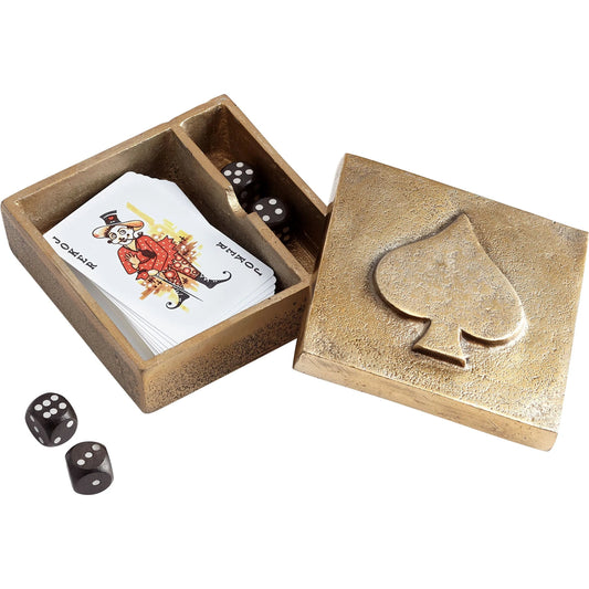 Spades Container by Cyan Design in antique gold. Made from aluminum in a transitional style.