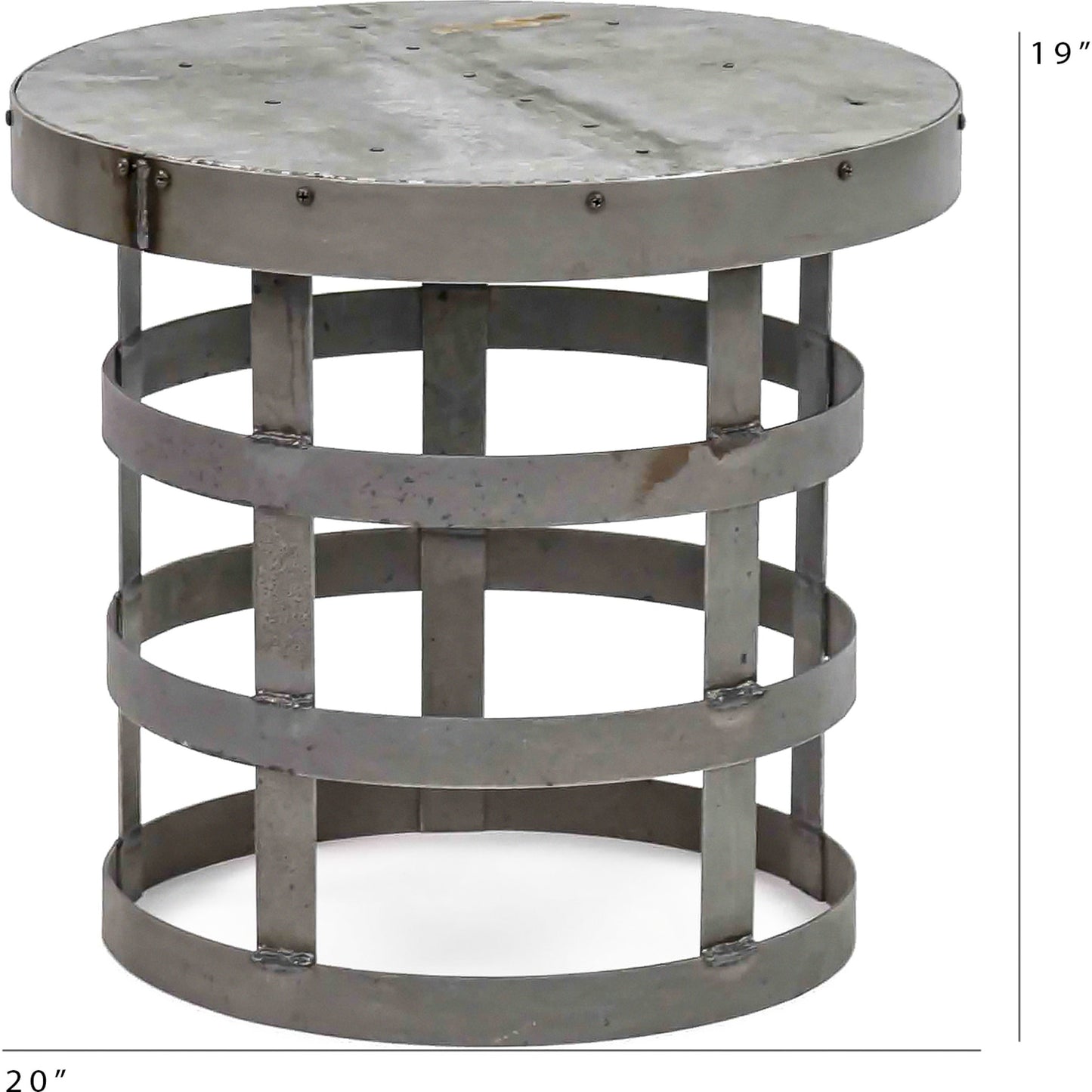 002 S-337430 | Additional Silo | Jason Bedside Table by Zentique in rustic galvanized tin and recycled metal. Made from recycled metal in a modern style.