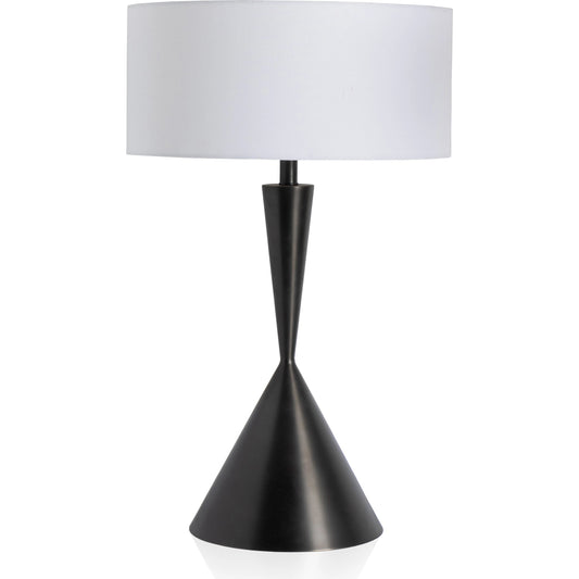 Clement Table Lamp by Four Hands in aged antique brass. Made from brass, 100% cotton, thermoplastic in a modern style.