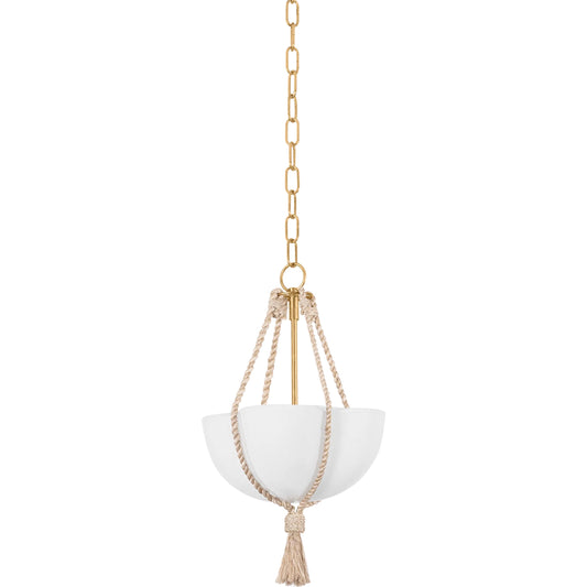 Amberley Pendant by Hudson Valley in vintage gold leaf. Made from iron in a modern style.