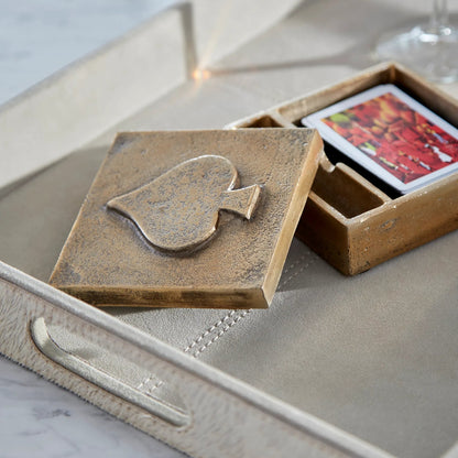 Brixton Tray by Cyan Design in gray. Made from leather, suede in a modern style.