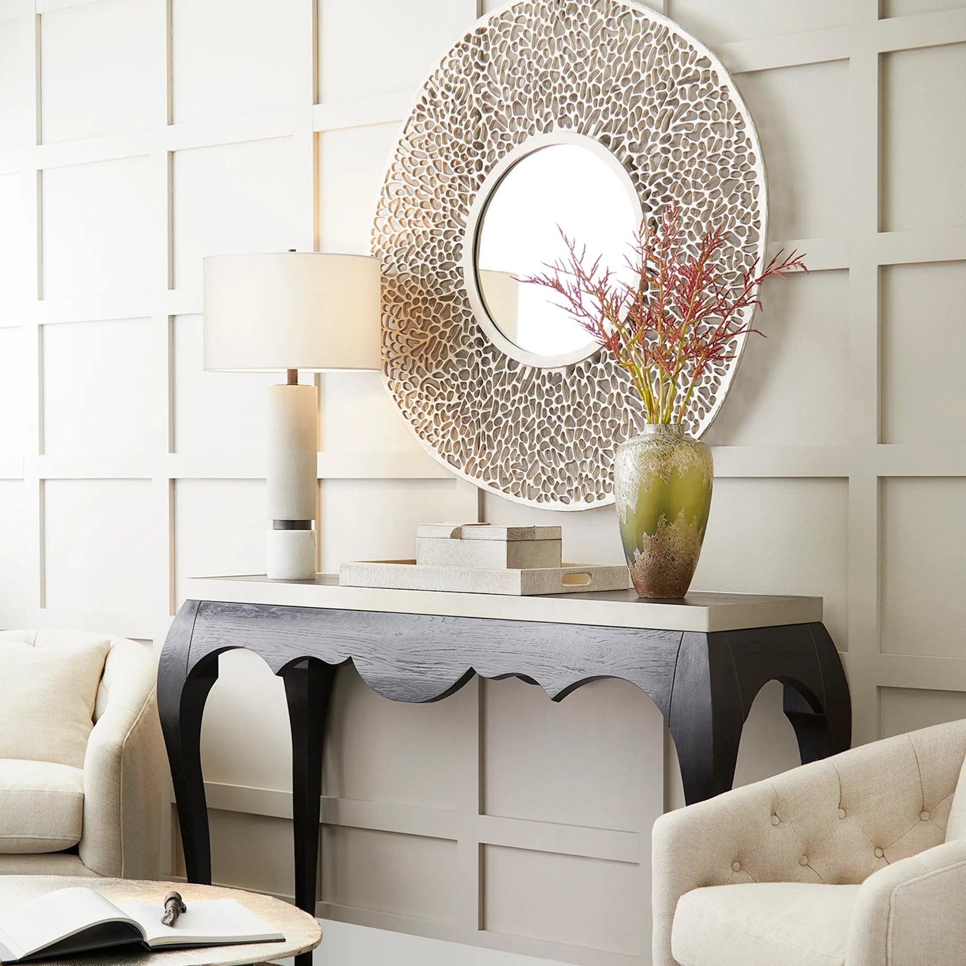 Brixton Tray by Cyan Design in gray. Made from leather, suede in a modern style.