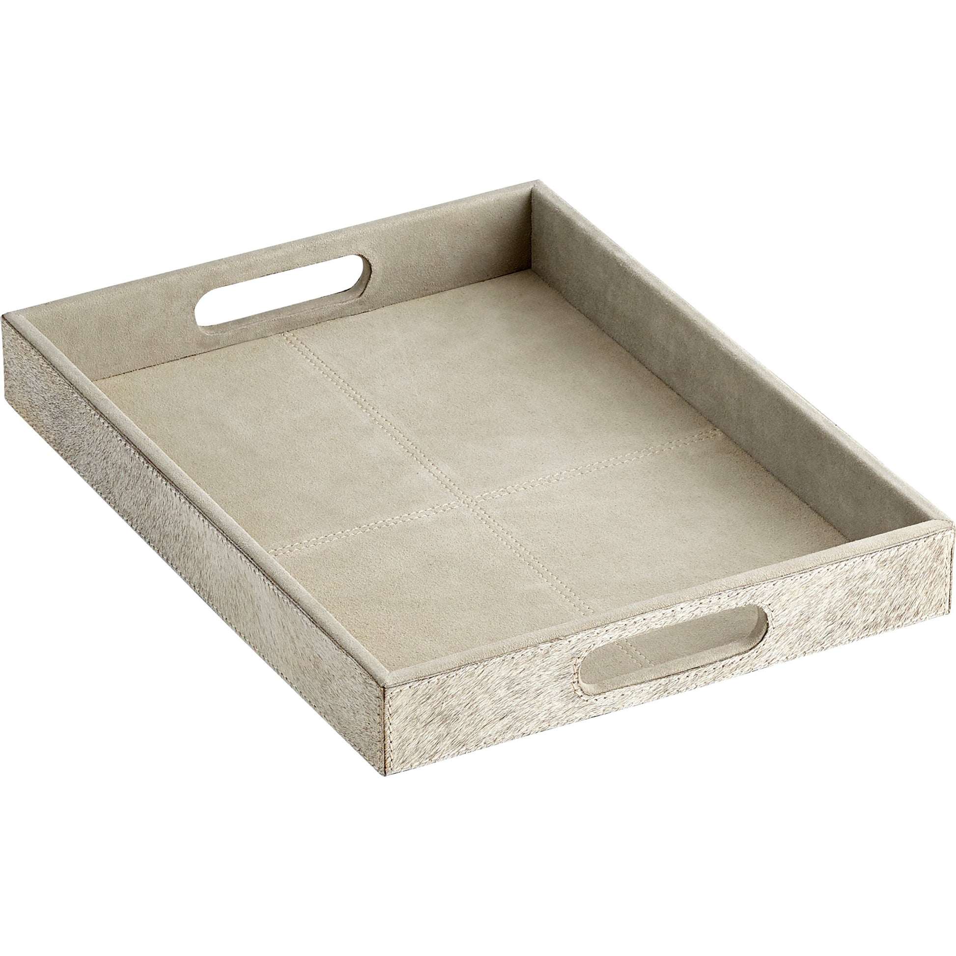 Brixton Tray by Cyan Design in gray. Made from leather, suede in a modern style.