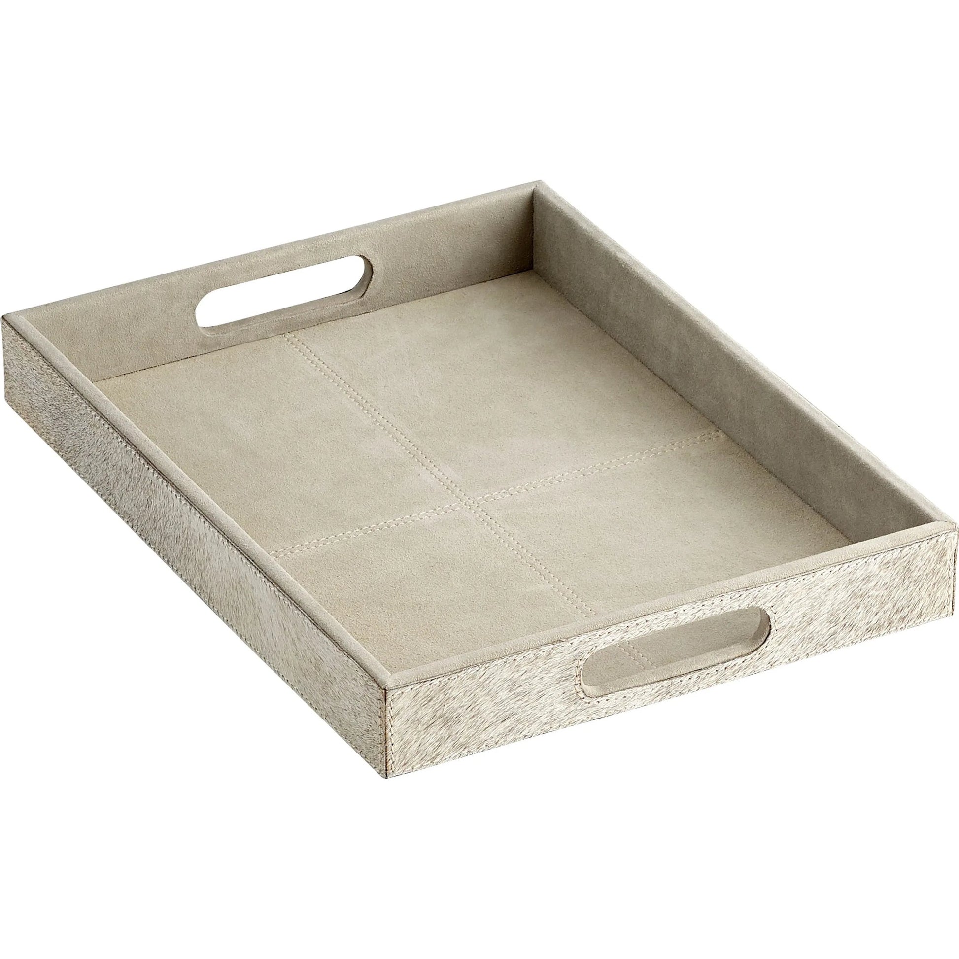 Brixton Tray by Cyan Design in gray. Made from leather, suede in a modern style.