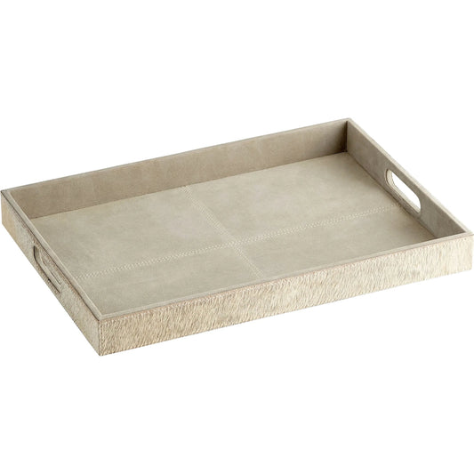 Brixton Tray by Cyan Design in gray. Made from leather, suede in a modern style.