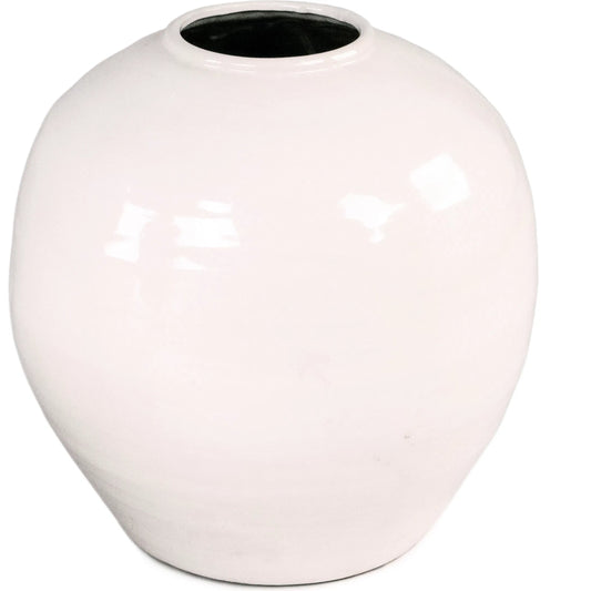 Ivory Vase by Zentique in partially glazed off-white. Made from ceramic in a modern style.