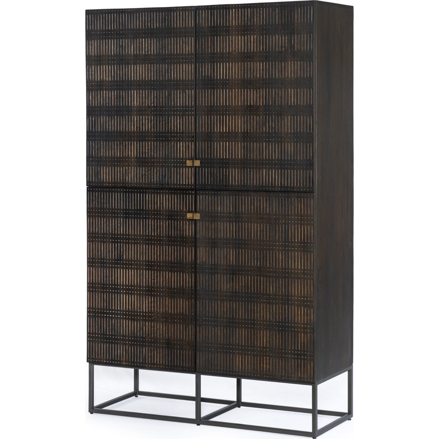 001 SI-1798551 | Additional Silo | Kelby Cabinet by Four Hands in gunmetal, carved vintage brown, vintage brown. Made from solid mango, iron in a modern style.