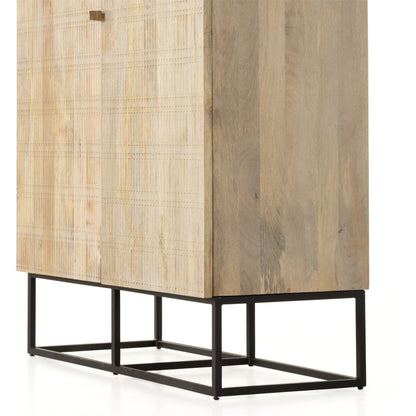 Kelby Cabinet by Four Hands in gunmetal, carved vintage brown, vintage brown. Made from solid mango, iron in a modern style.