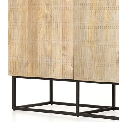 Kelby Cabinet by Four Hands in gunmetal, carved vintage brown, vintage brown. Made from solid mango, iron in a modern style.