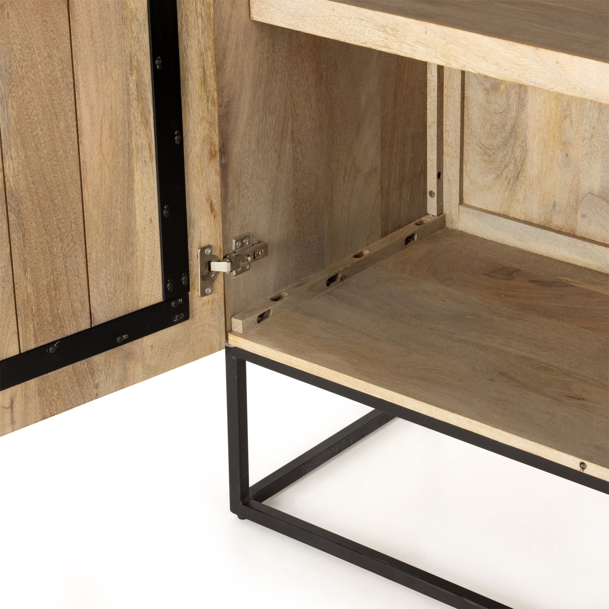 Kelby Cabinet by Four Hands in gunmetal, carved vintage brown, vintage brown. Made from solid mango, iron in a modern style.