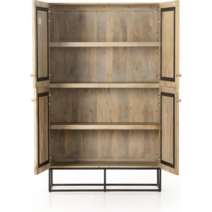 Kelby Cabinet by Four Hands in gunmetal, carved vintage brown, vintage brown. Made from solid mango, iron in a modern style.