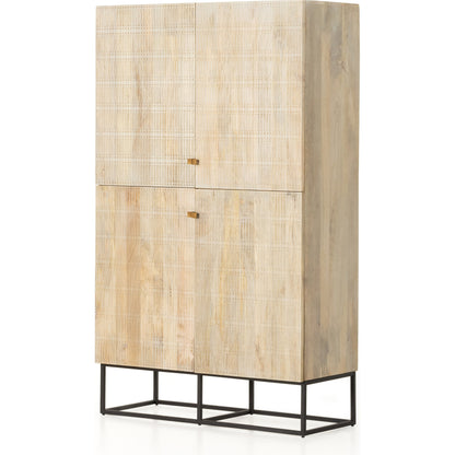 Kelby Cabinet by Four Hands in gunmetal, carved vintage brown, vintage brown. Made from solid mango, iron in a modern style.