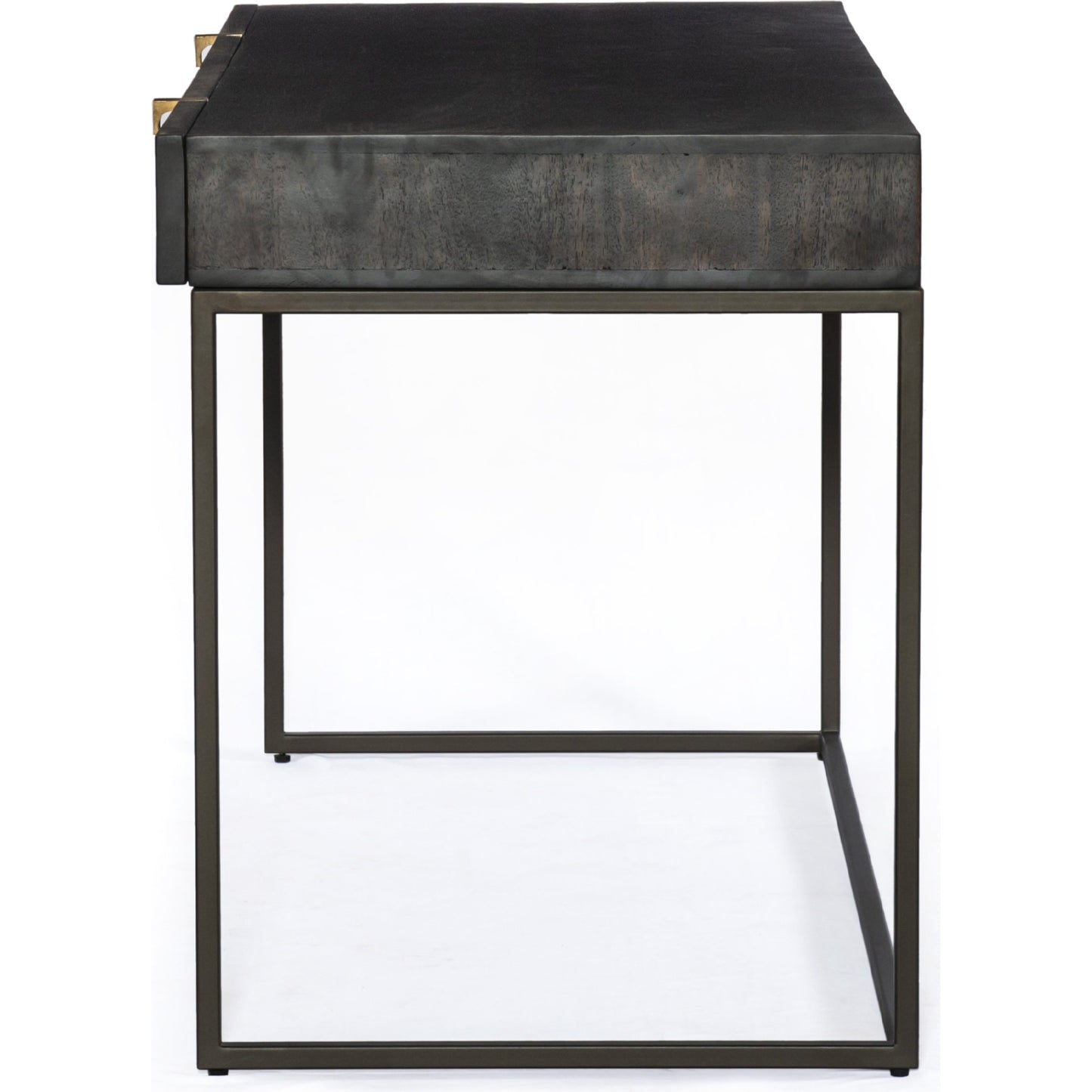 015 SR-809915 | Additional Silo | Kelby Writing Desk by Four Hands in aged brass, carved vintage brown, vintage brown, gunmetal and vintage brown. Made from solid mango, iron in a modern style.