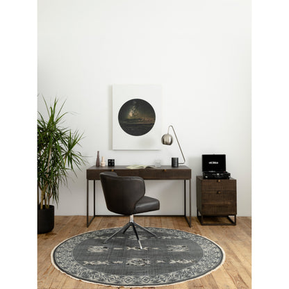 Kelby Writing Desk by Four Hands in aged brass, carved vintage brown, vintage brown, gunmetal and vintage brown. Made from solid mango, iron in a modern style.