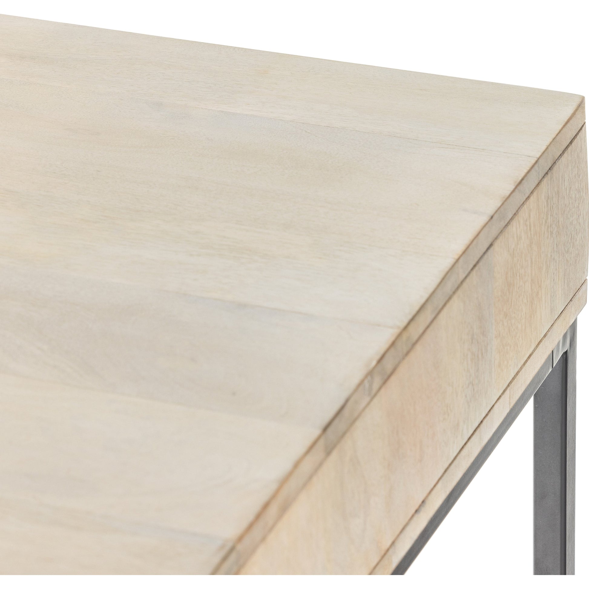 Kelby Writing Desk by Four Hands in aged brass, carved vintage brown, vintage brown, gunmetal and vintage brown. Made from solid mango, iron in a modern style.