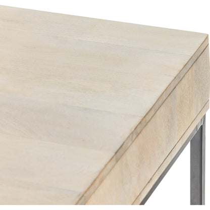 Kelby Writing Desk by Four Hands in aged brass, carved vintage brown, vintage brown, gunmetal and vintage brown. Made from solid mango, iron in a modern style.