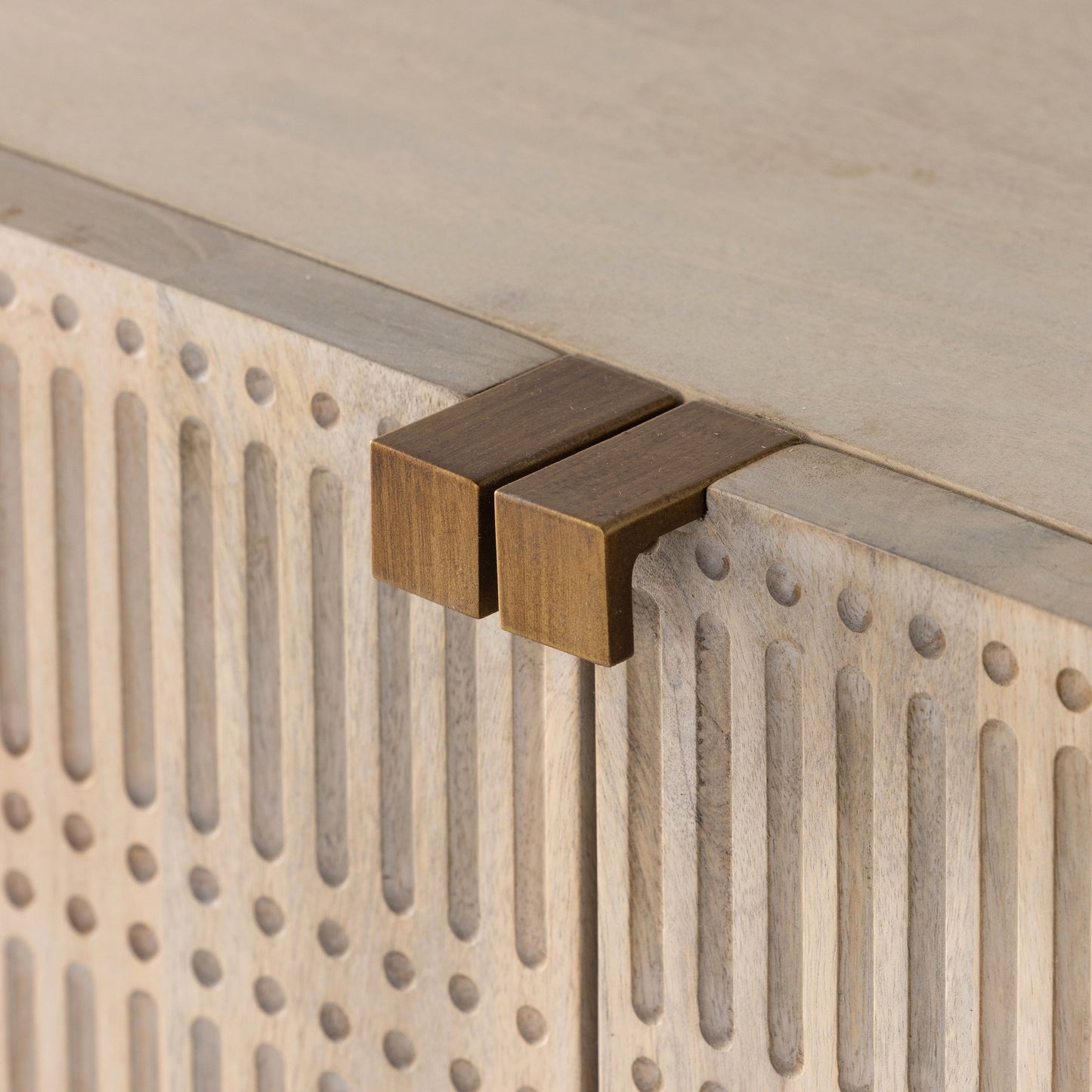 010 SI-1901509 | Additional Silo | Kelby Small Media Cabinet by Four Hands in gunmetal, light wash mango, aged brass, light wash carved mango. Made from solid mango, iron in a modern style.