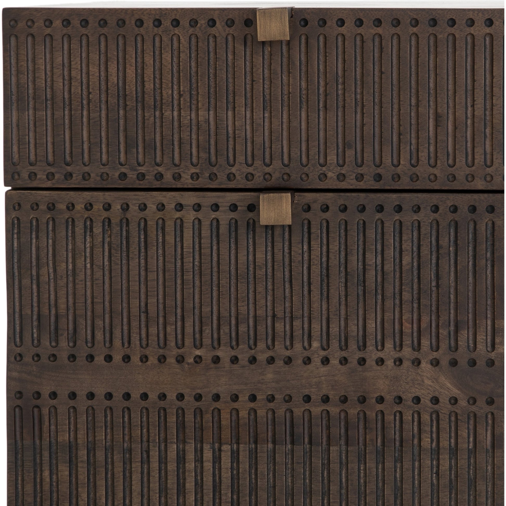 Kelby Filing Cabinet by Four Hands in gunmetal, carved vintage brown, vintage brown and vintage brown. Made from iron, solid mango in a modern style.