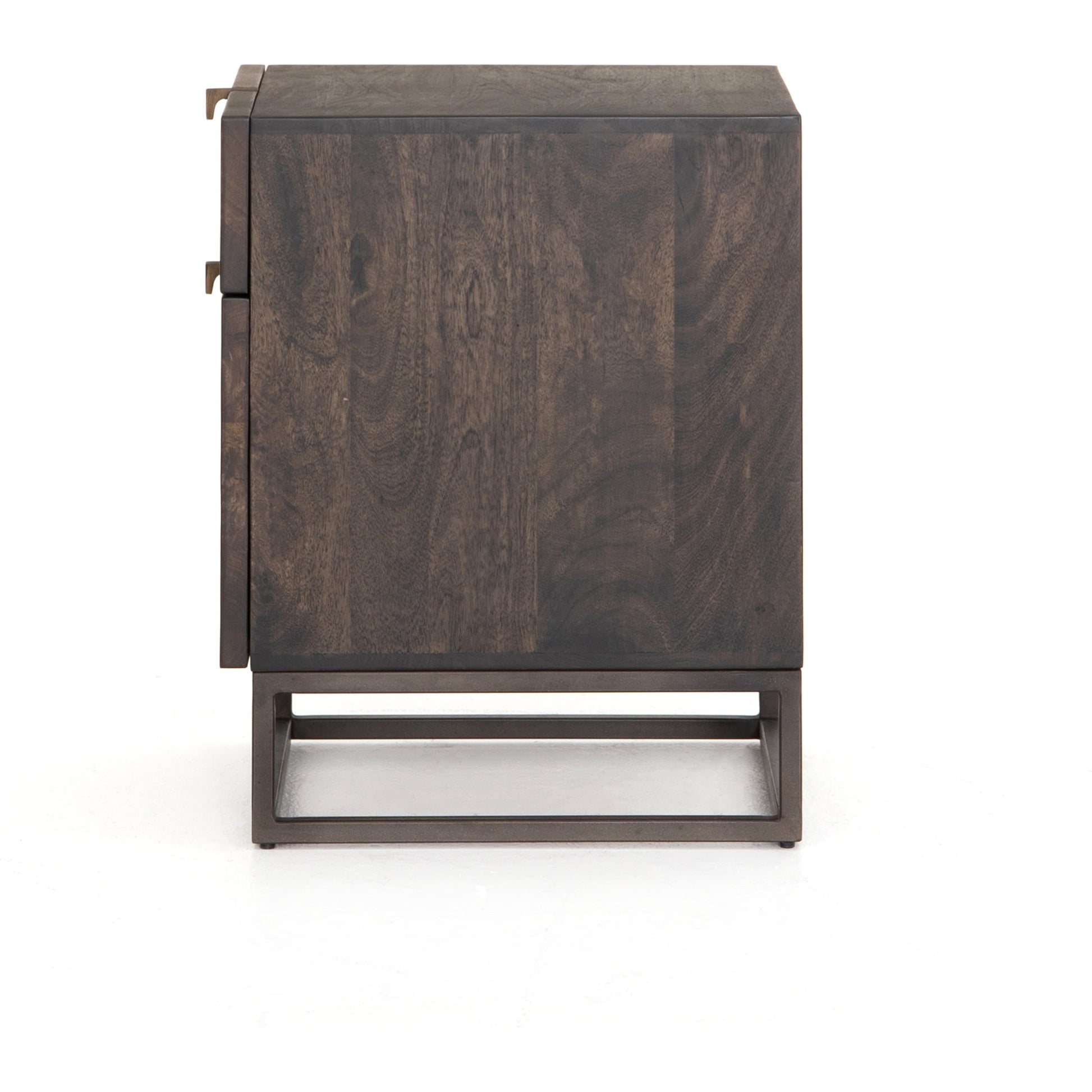 Kelby Filing Cabinet by Four Hands in gunmetal, carved vintage brown, vintage brown and vintage brown. Made from iron, solid mango in a modern style.