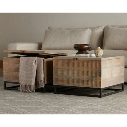 Kelby Storage Bunching Table by Four Hands. Made from iron, solid mango in a modern style.