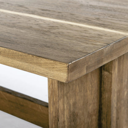 Erie Coffee Table by Four Hands in dark smoked oak. Made from solid oak in a rustic style.