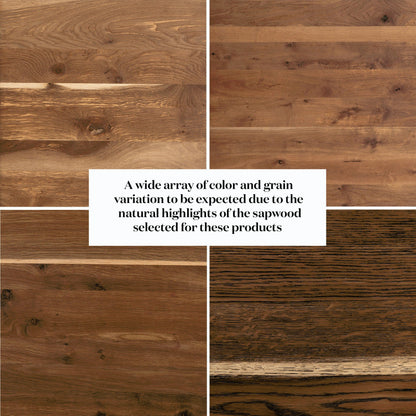 Erie Coffee Table by Four Hands in dark smoked oak. Made from solid oak in a rustic style.