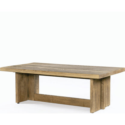 Erie Coffee Table by Four Hands in dark smoked oak. Made from solid oak in a rustic style.