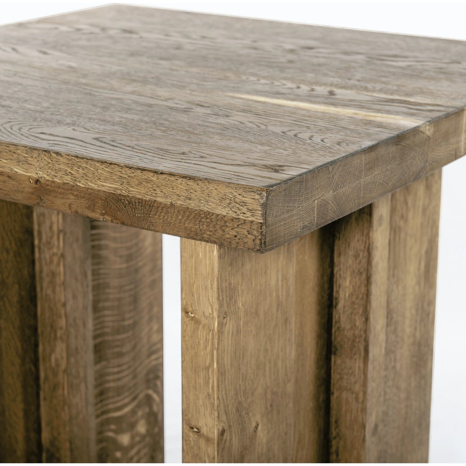 Erie End Table by Four Hands in dark smoked oak. Made from solid oak in a rustic style.