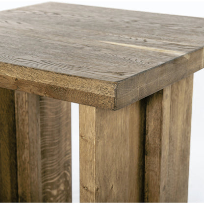 Erie End Table by Four Hands in dark smoked oak. Made from solid oak in a rustic style.