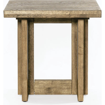 Erie End Table by Four Hands in dark smoked oak. Made from solid oak in a rustic style.