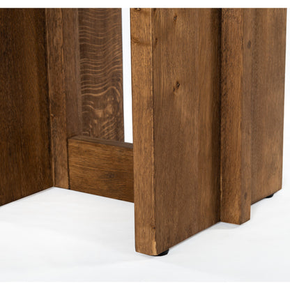 Erie End Table by Four Hands in dark smoked oak. Made from solid oak in a rustic style.